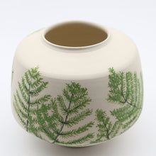Load image into Gallery viewer, Round vase, hand painted with ferns
